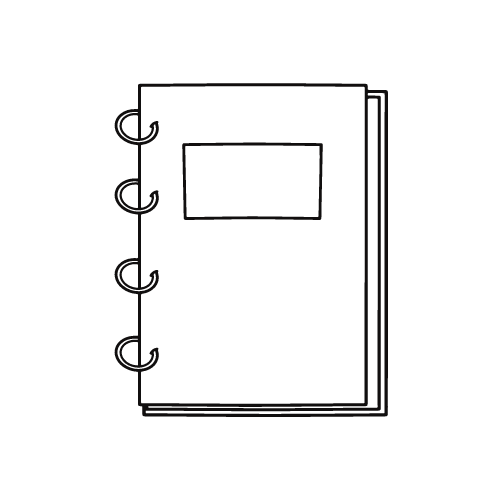 arbeidssymbol, utstyr, skrivebok