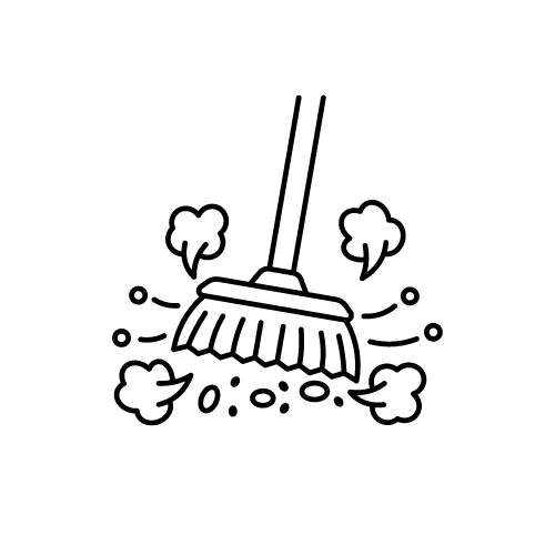 arbeidssymbol, utstyr, rydde, vaske