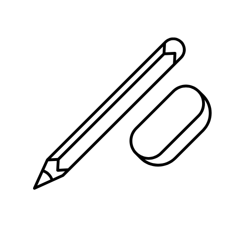 arbeidssymbol, utstyr, blyant, visk